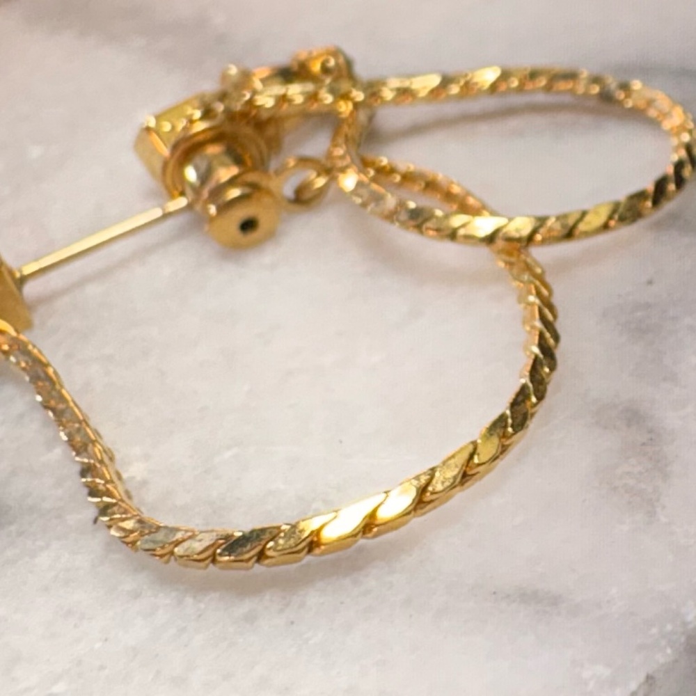Monet Elegant Gold herringbone chain looped Hoop Earrings